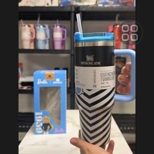 Barbie Quencher Tumbler with Chevron Pattern